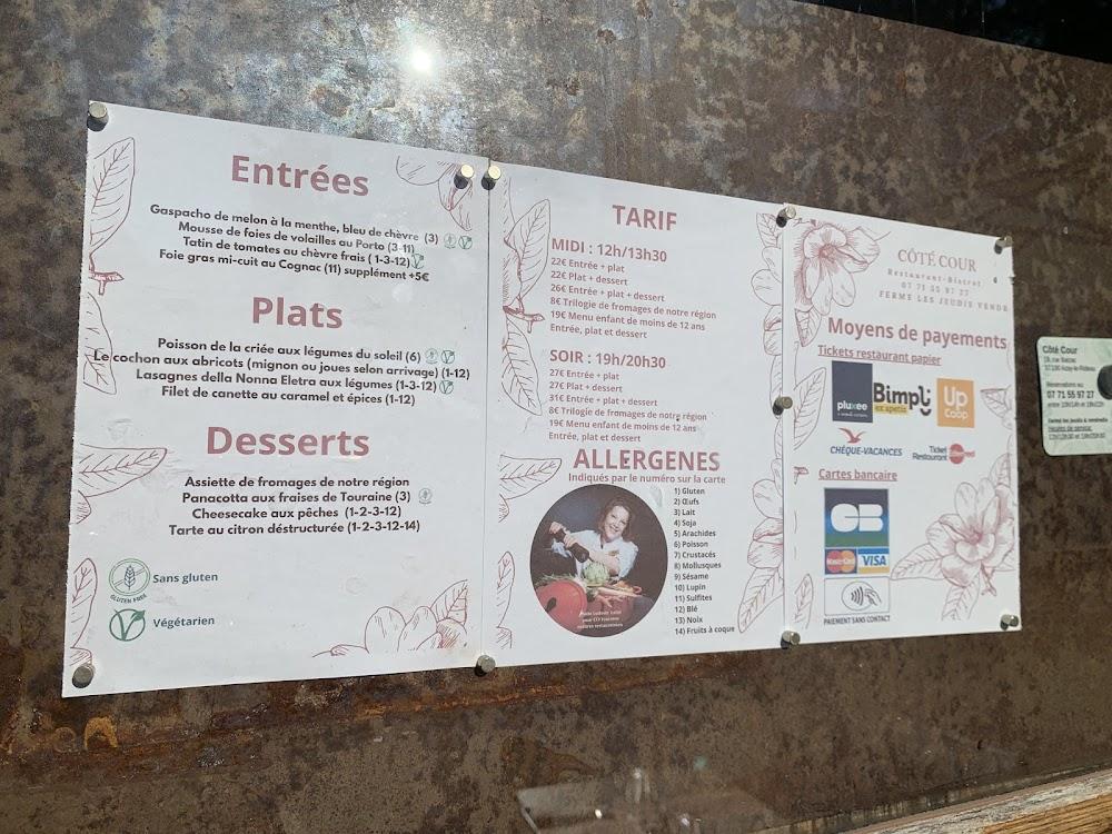 Restaurant CÔTÉ Cour - Menu Image 1